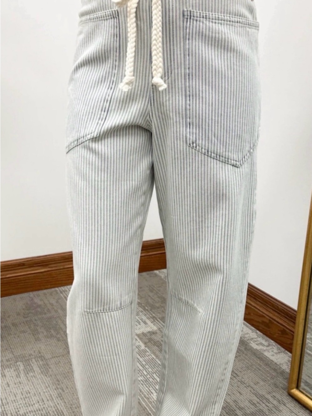 J.O.A. Rhea Stripe Soft Cotton Denim barrel leg Pant Sz Small Coastal sz S - Picture 16 of 16